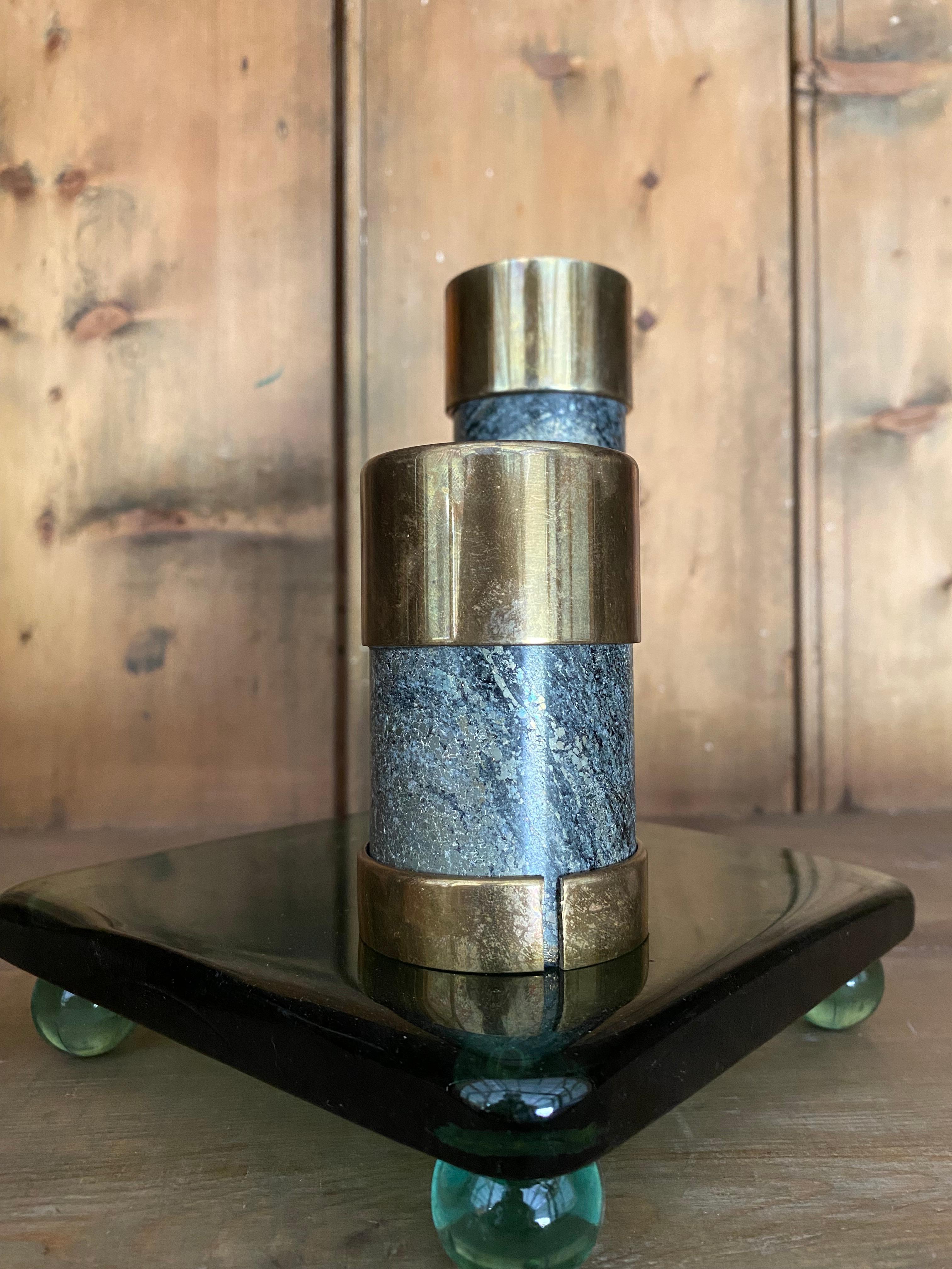 Saulo for Sulitjelma Stein og Metall Bougeoirs en pierre et bronze, lot de 3 en vente 10