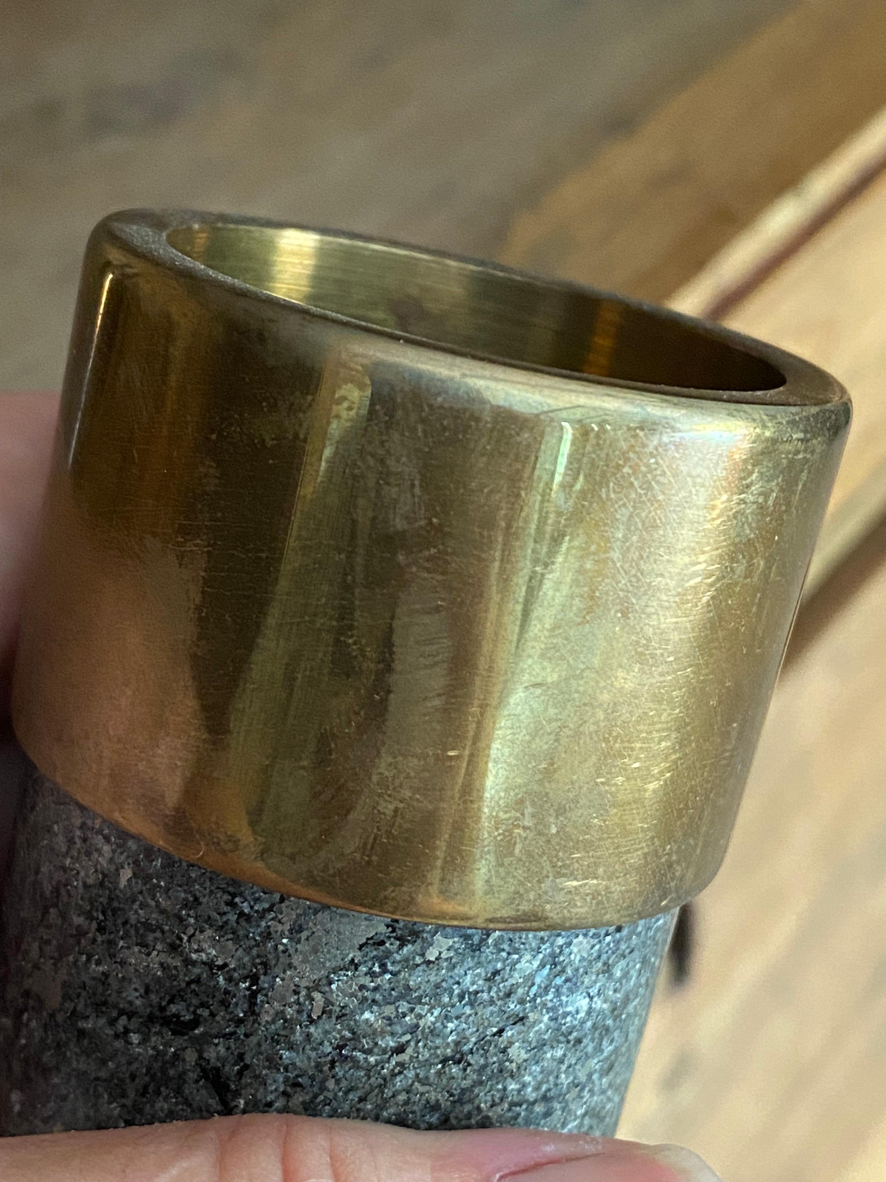 Bronze Saulo for Sulitjelma Stein og Metall Bougeoirs en pierre et bronze, lot de 3 en vente