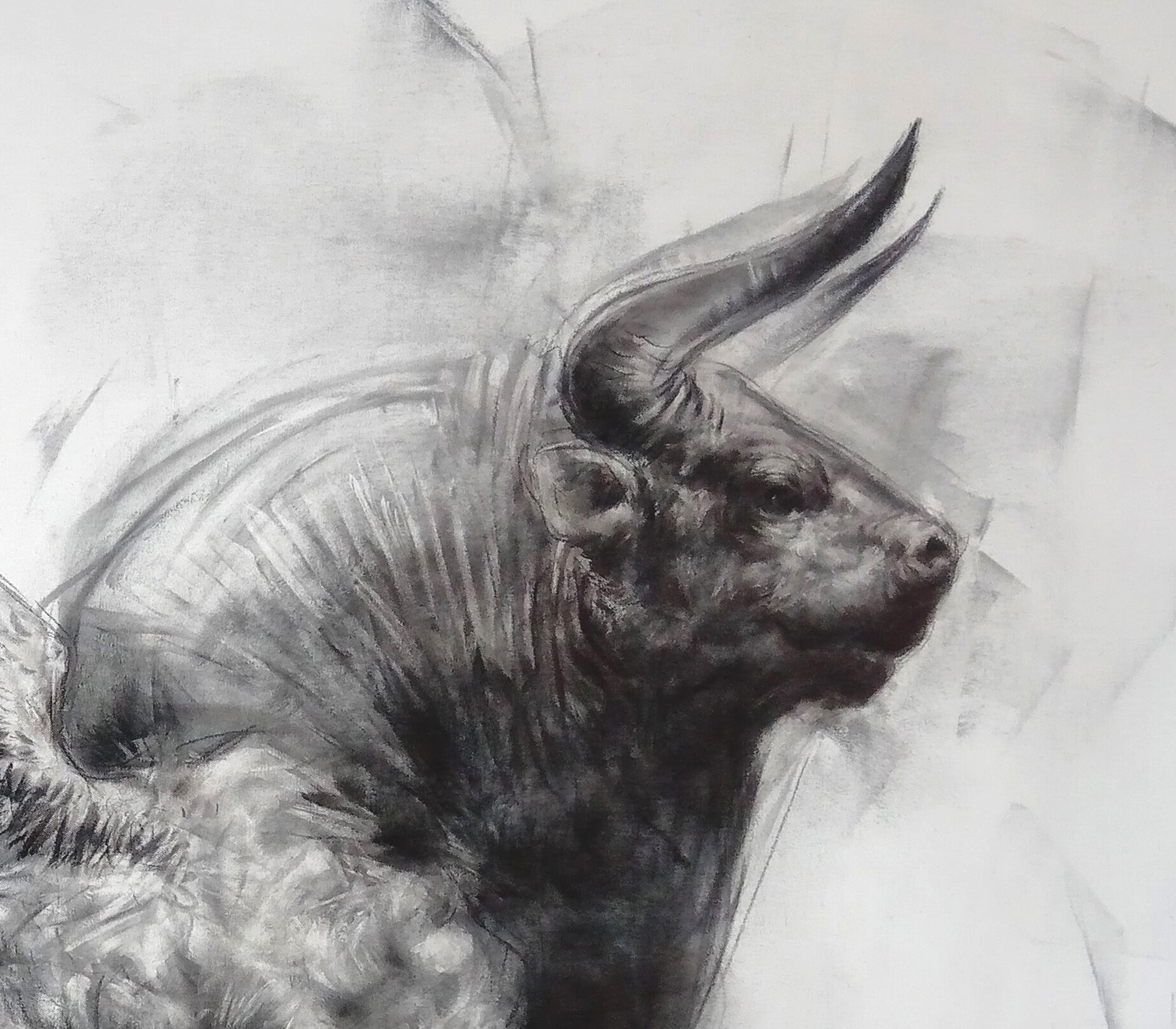 Bull Beautiful #3 - Painting by Saumya Bandyopadhyay