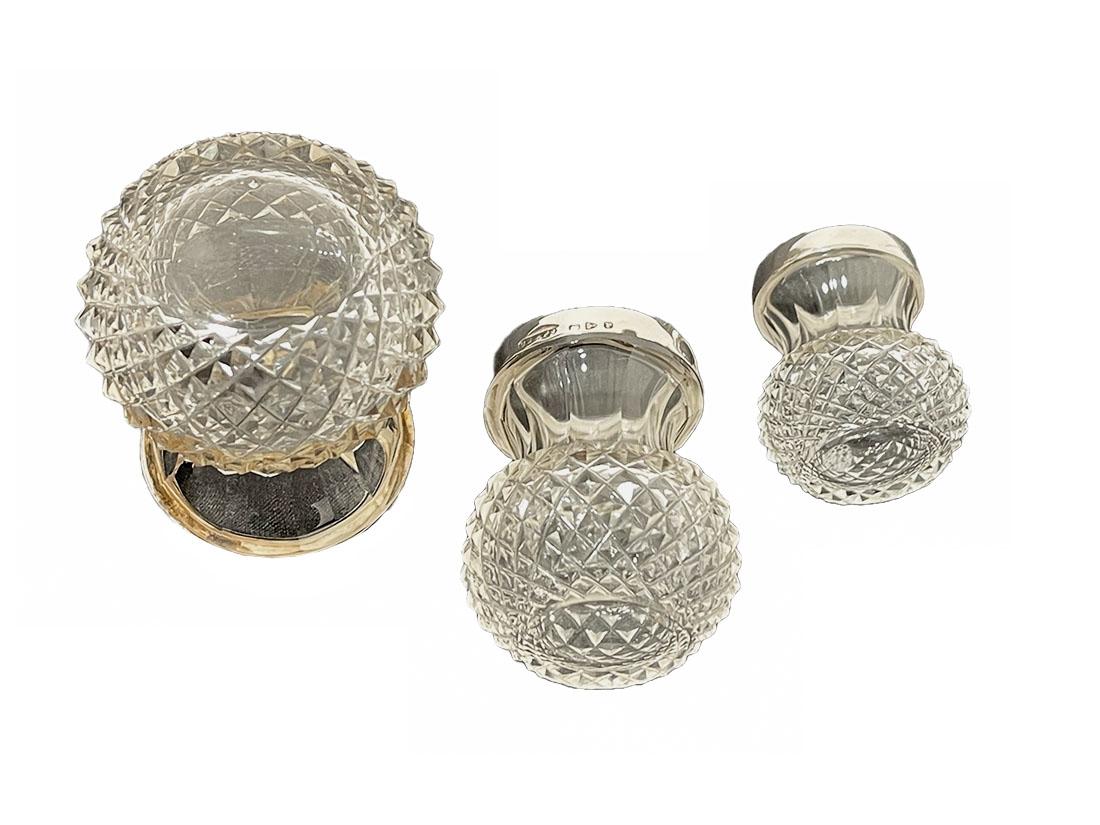 19th Century Saunders and Shepard Crystal and Silver Very Small Vases, 1897 For Sale