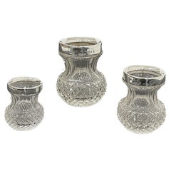Saunders and Shepard Crystal and Silver Very Small Vases, 1897