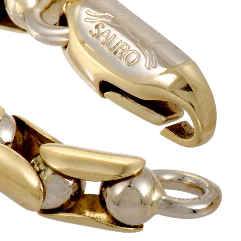 Sauro Men’s 18 Karat Yellow Gold Link Necklace at 1stDibs