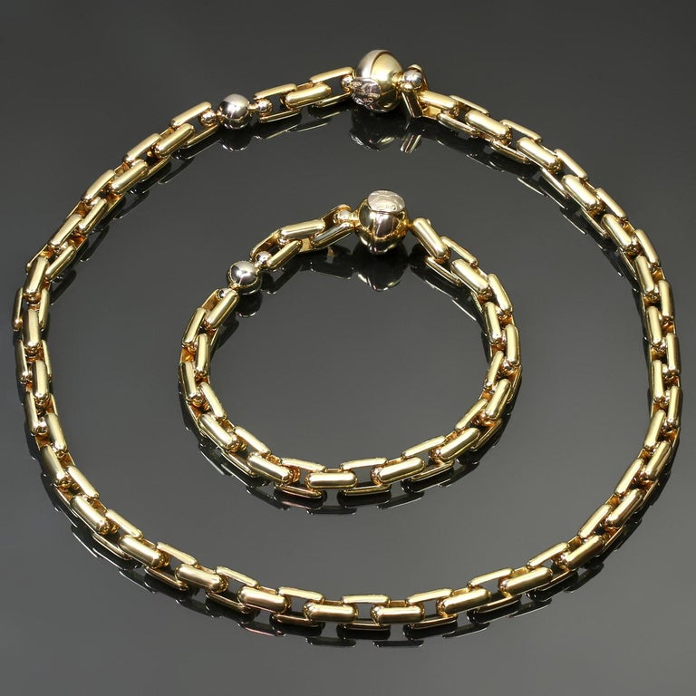 Sauro Yellow White Gold Necklace Bracelet Set For Sale at 1stDibs