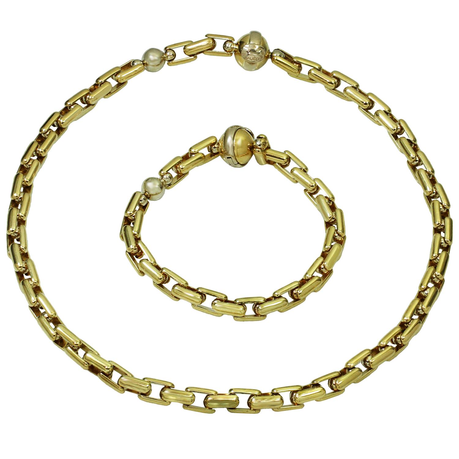 Sauro Yellow White Gold Necklace Bracelet Set