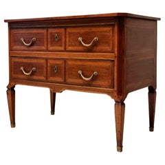 Sauteuse Commode Louis XVI Period, Work From The East, Walnut, 18th