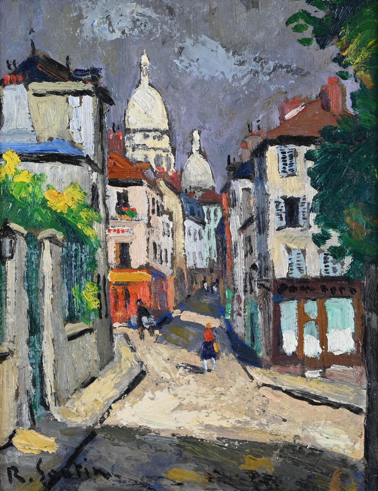 SAUTIN Landscape Painting - Montmartre, la rue Norvins