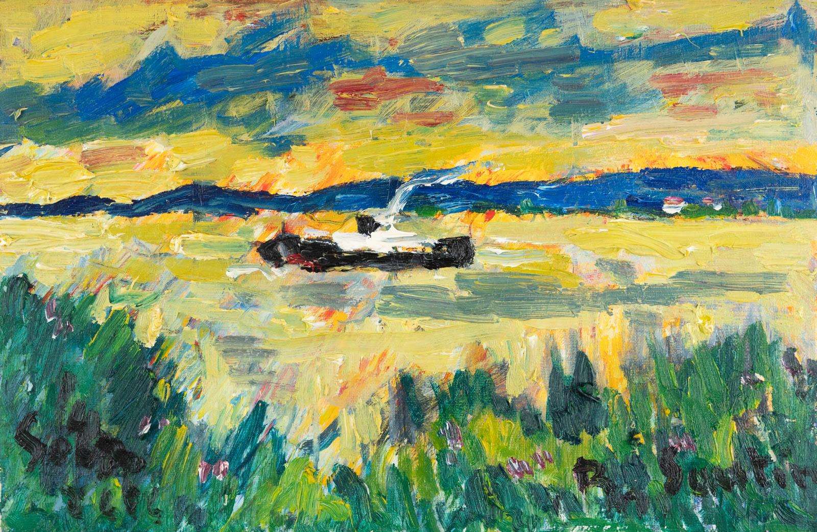 Remorqueur sur la Seine - Painting di SAUTIN