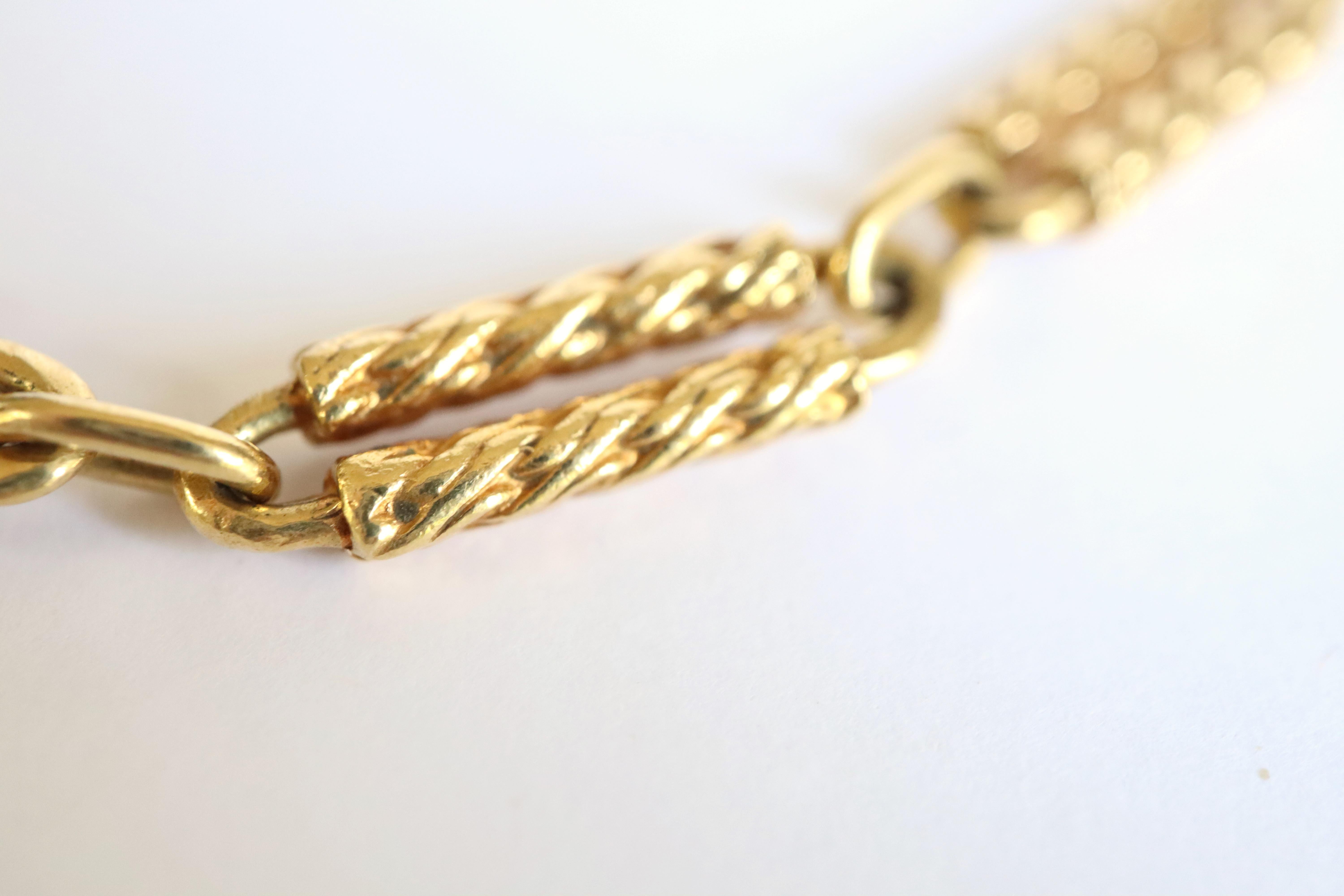 Sautoir 18 Carat Yellow Gold Long Necklace Double Rope Sticks Shape For Sale 6