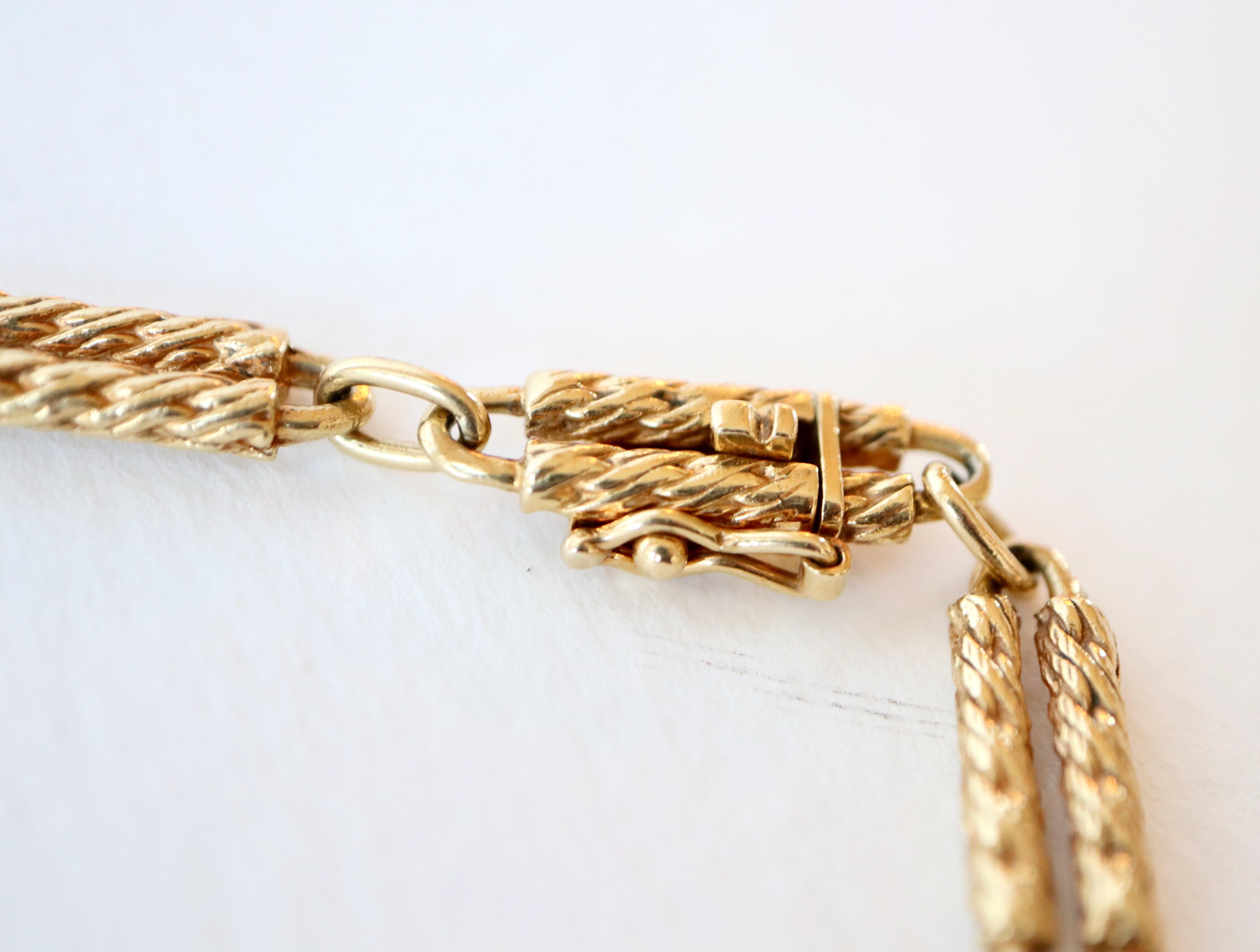 Sautoir 18 Karat Gelbgold Lange Halskette Doppel Seil Sticks Form 10