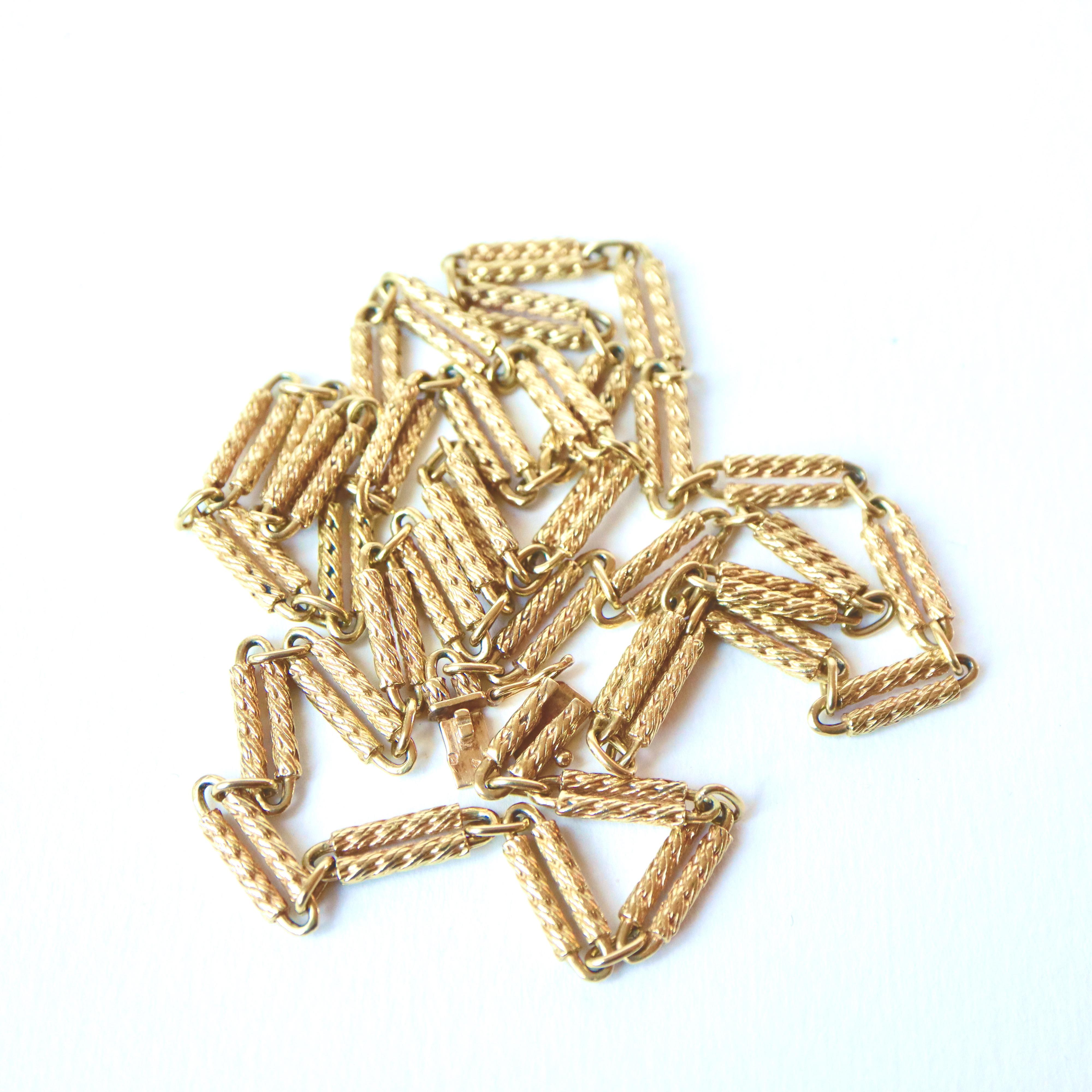Sautoir 18 Karat Gelbgold Lange Halskette Doppel Seil Sticks Form 11