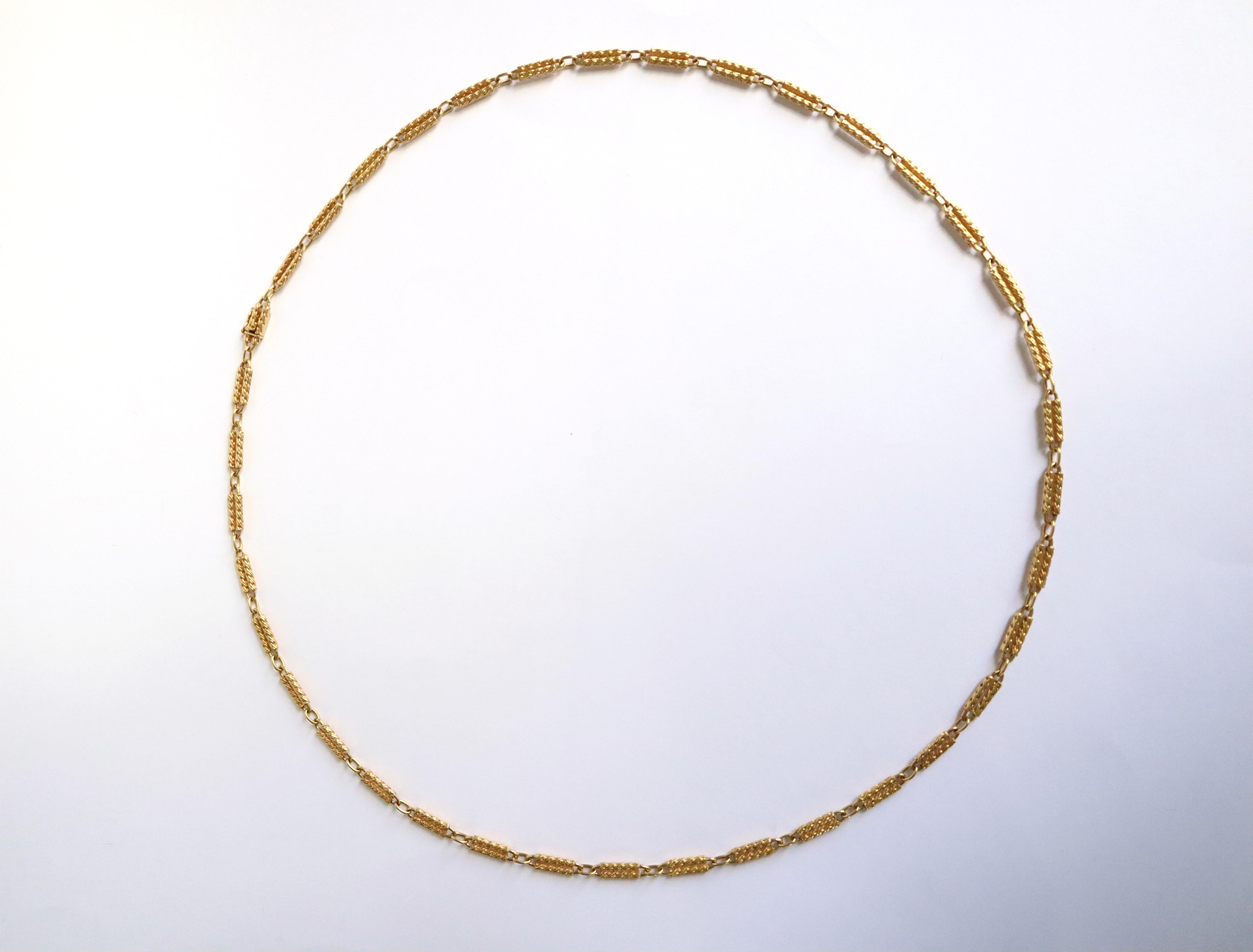 Sautoir 18 Carat Yellow Gold Long Necklace Double Rope Sticks Shape For Sale 1