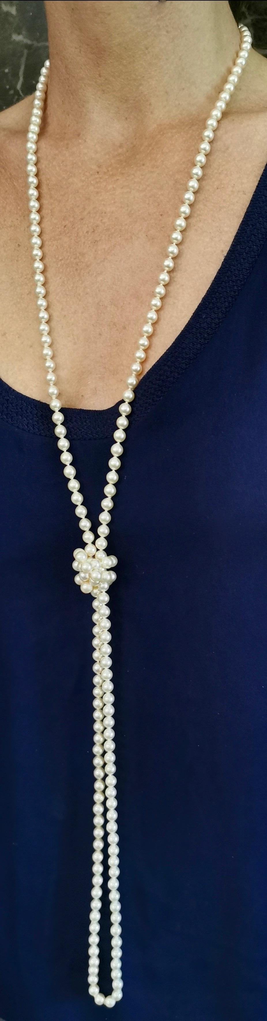 Bead Sautoir Cultured Pearl Long Necklace
