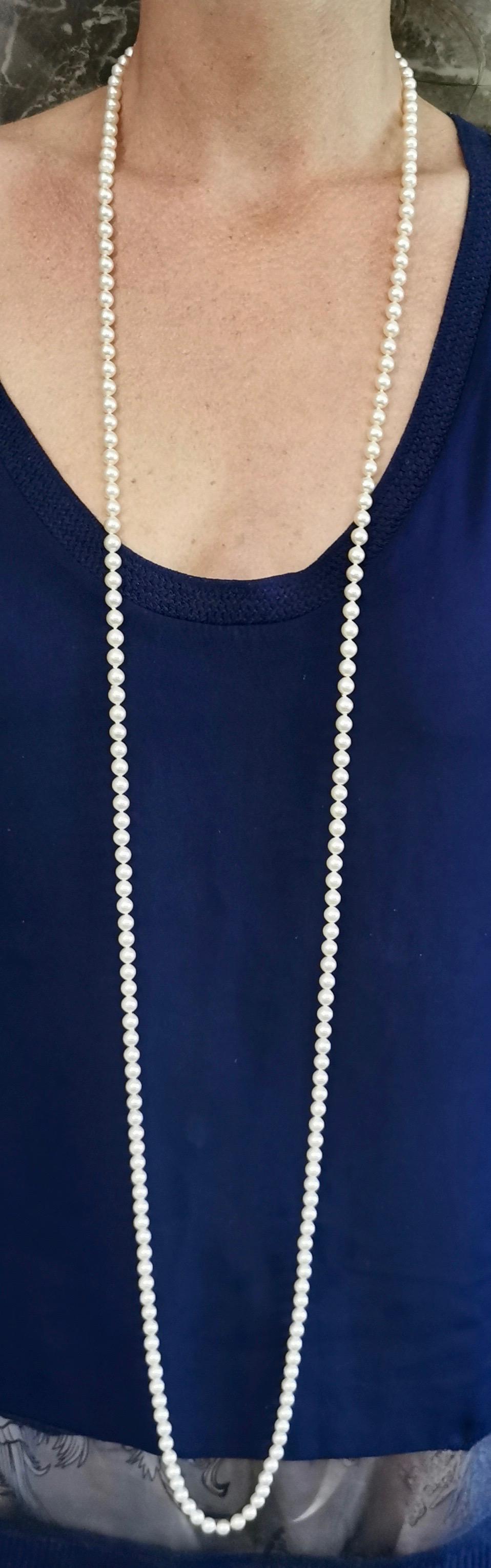 Sautoir Cultured Pearl Long Necklace In Excellent Condition In Geneva, CH