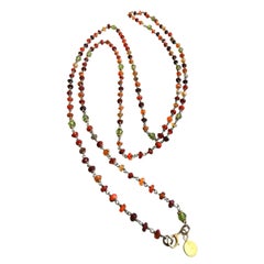 Collana Sautoir con pietre dure e perline in argento 925