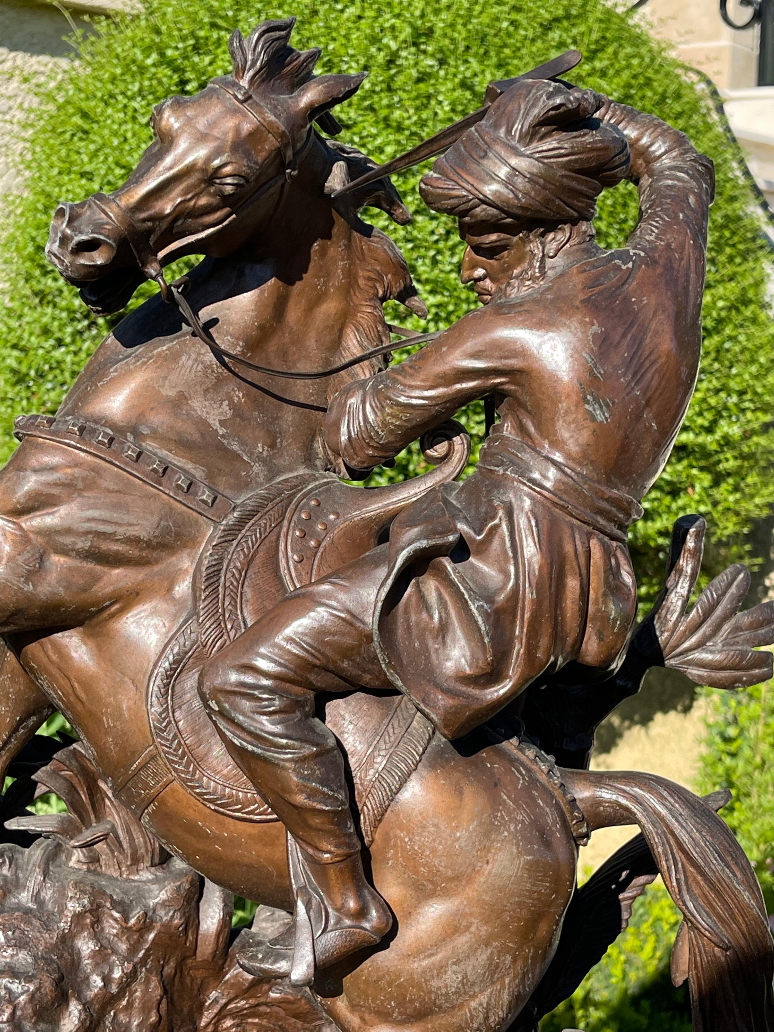 French Charles Sauvageot, Regulates, Arabian Horseman Fighting the Tiger, 19th Century