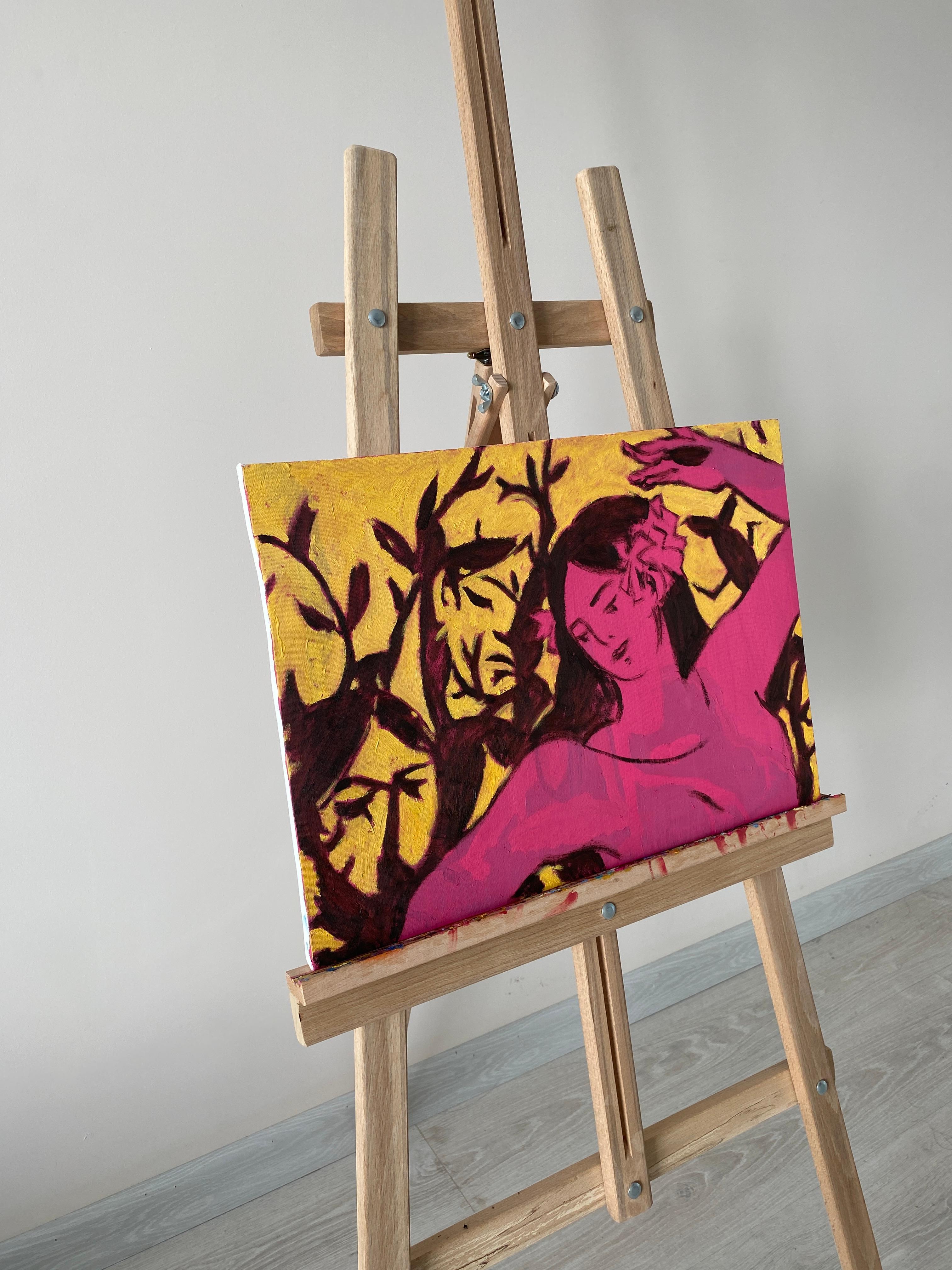 Сüber den langen Weg (Pink), Figurative Painting, von Sava Harris