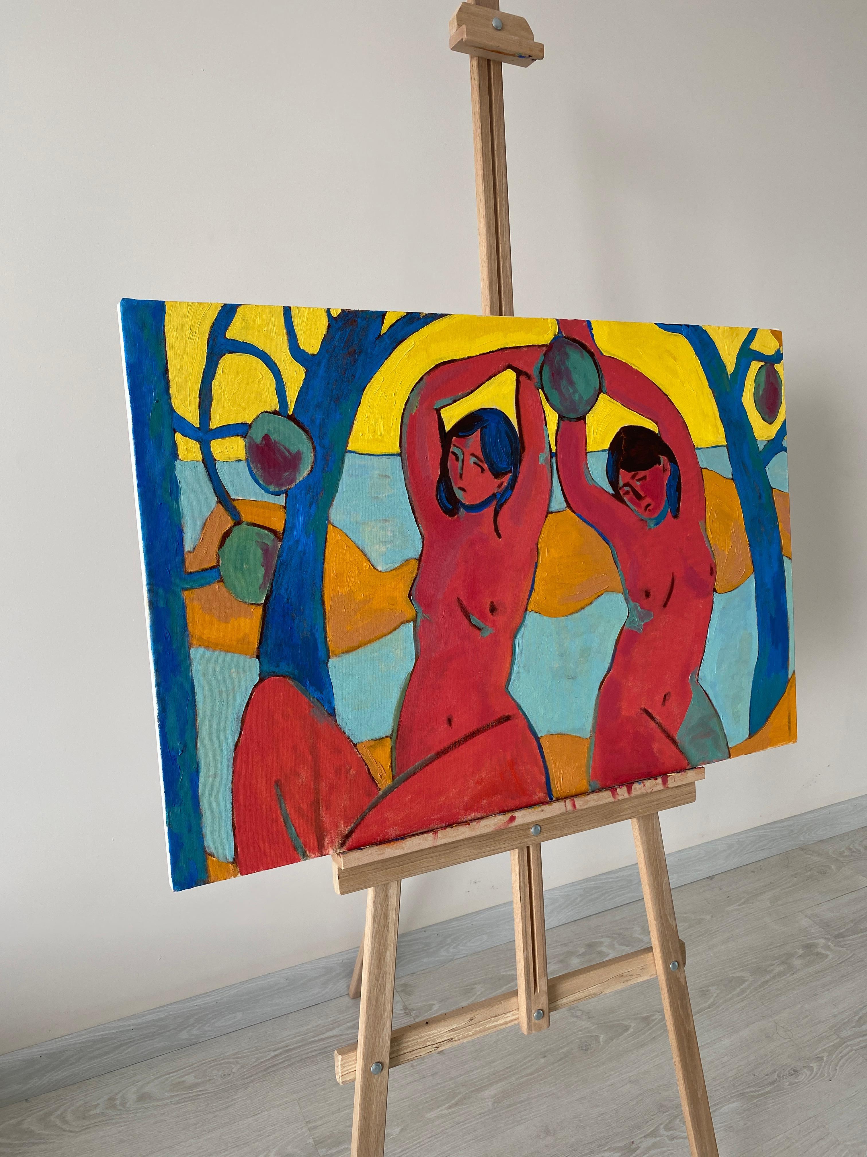 „You re just a mango upon dark“, Original figuratives Ölgemälde von Sava Harris im Angebot 3