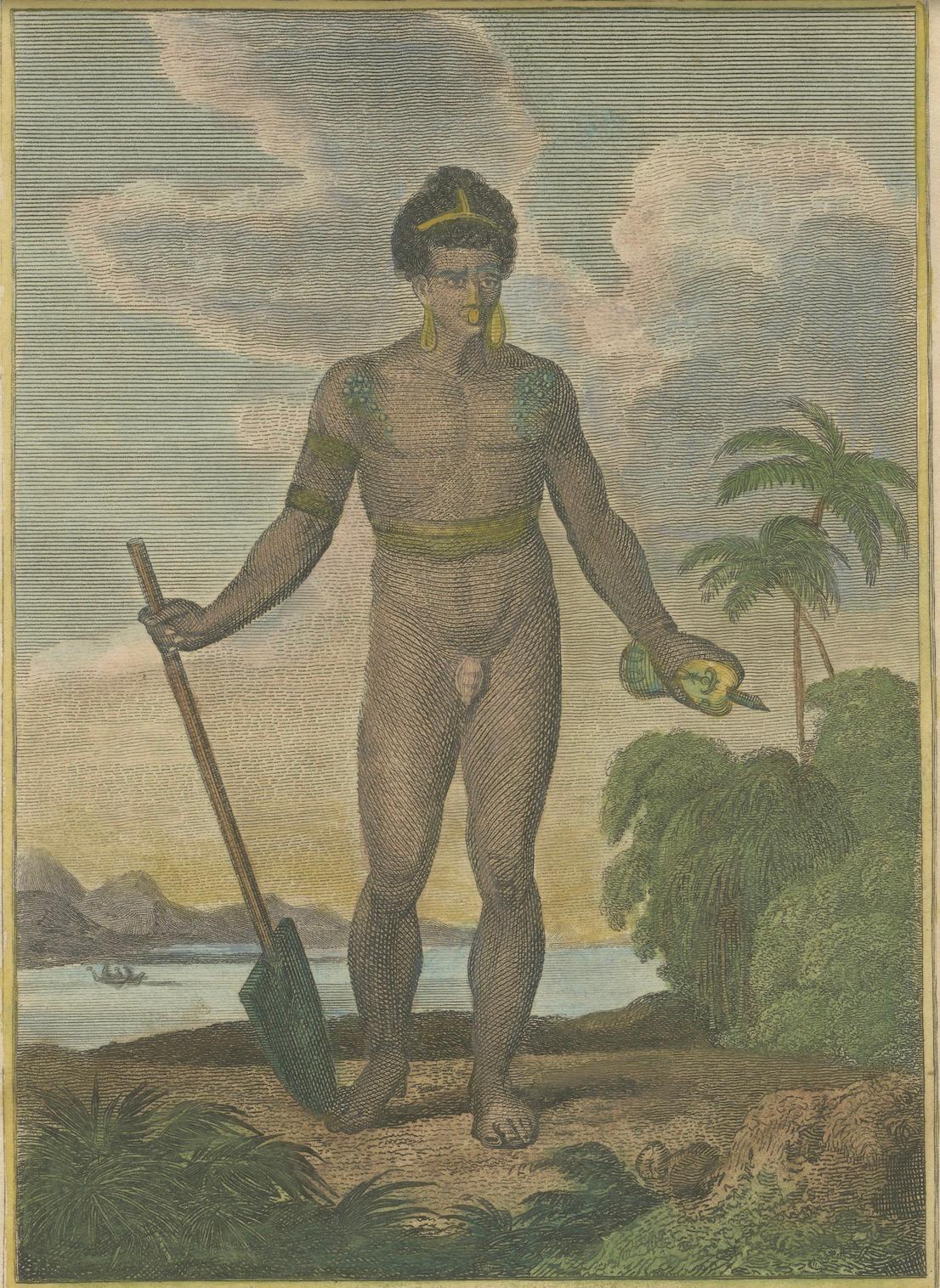 Savage of the Admiralty Isles – Hand-Colored Ethnographic Engraving, c.1785 In Good Condition For Sale In Langweer, NL