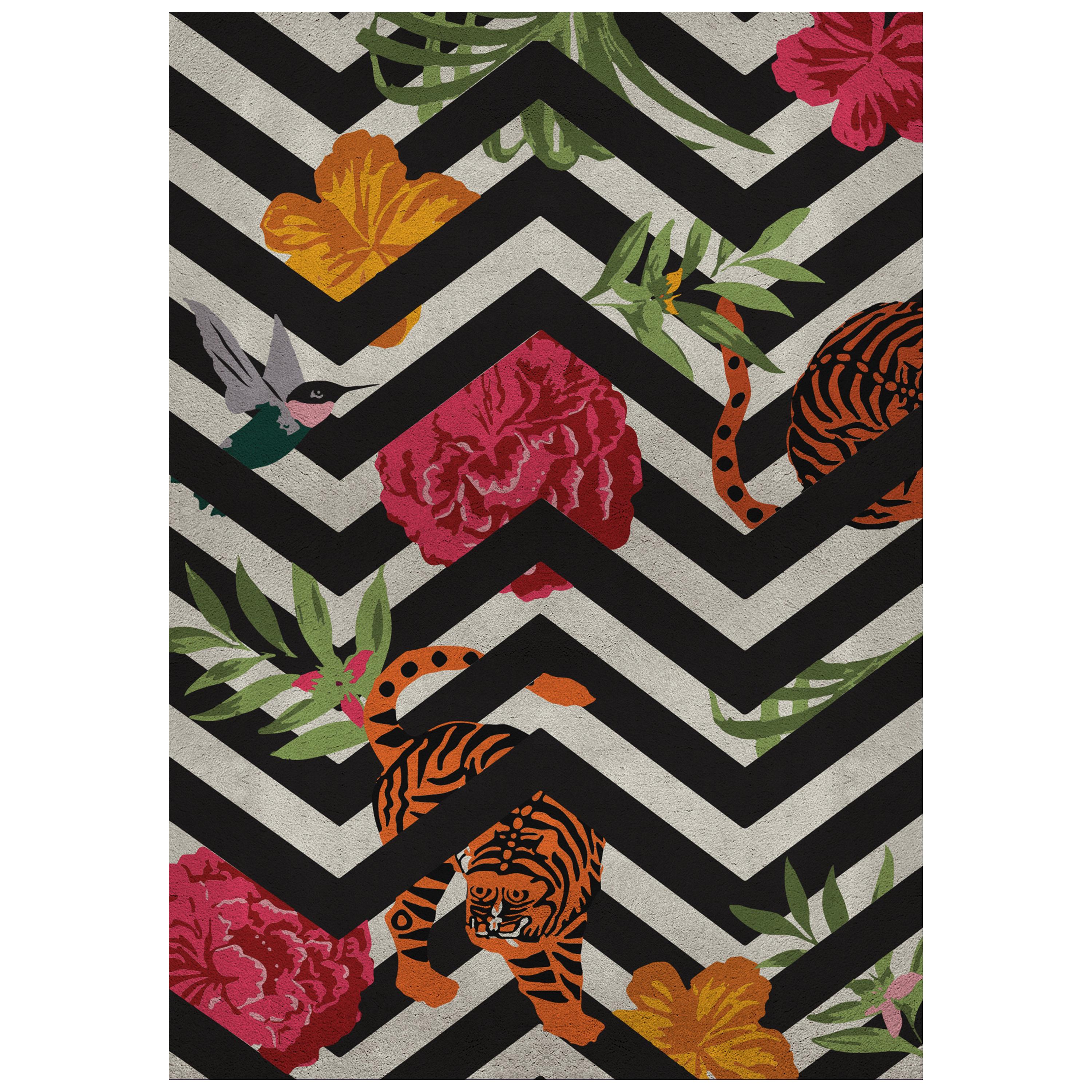 Savana Multicolor Area Rug in Hand-Knotted Wool 
Botanical Silk by Rug
Society For Sale