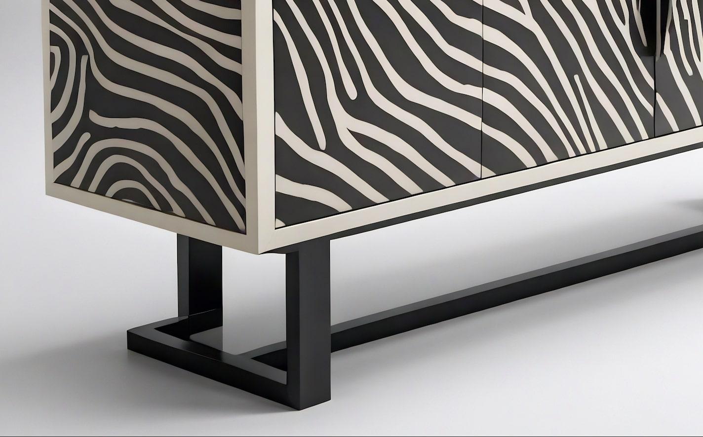Consola multimedia Savanna en blanco y negro Moderno de mediados de siglo en venta