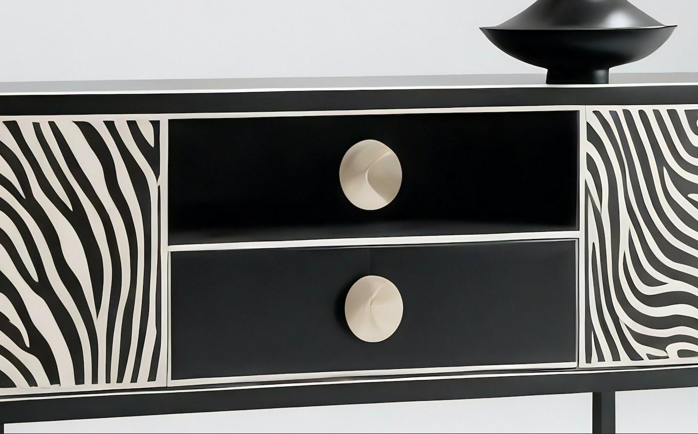 Consola multimedia Savanna en blanco y negro Incrustación en venta
