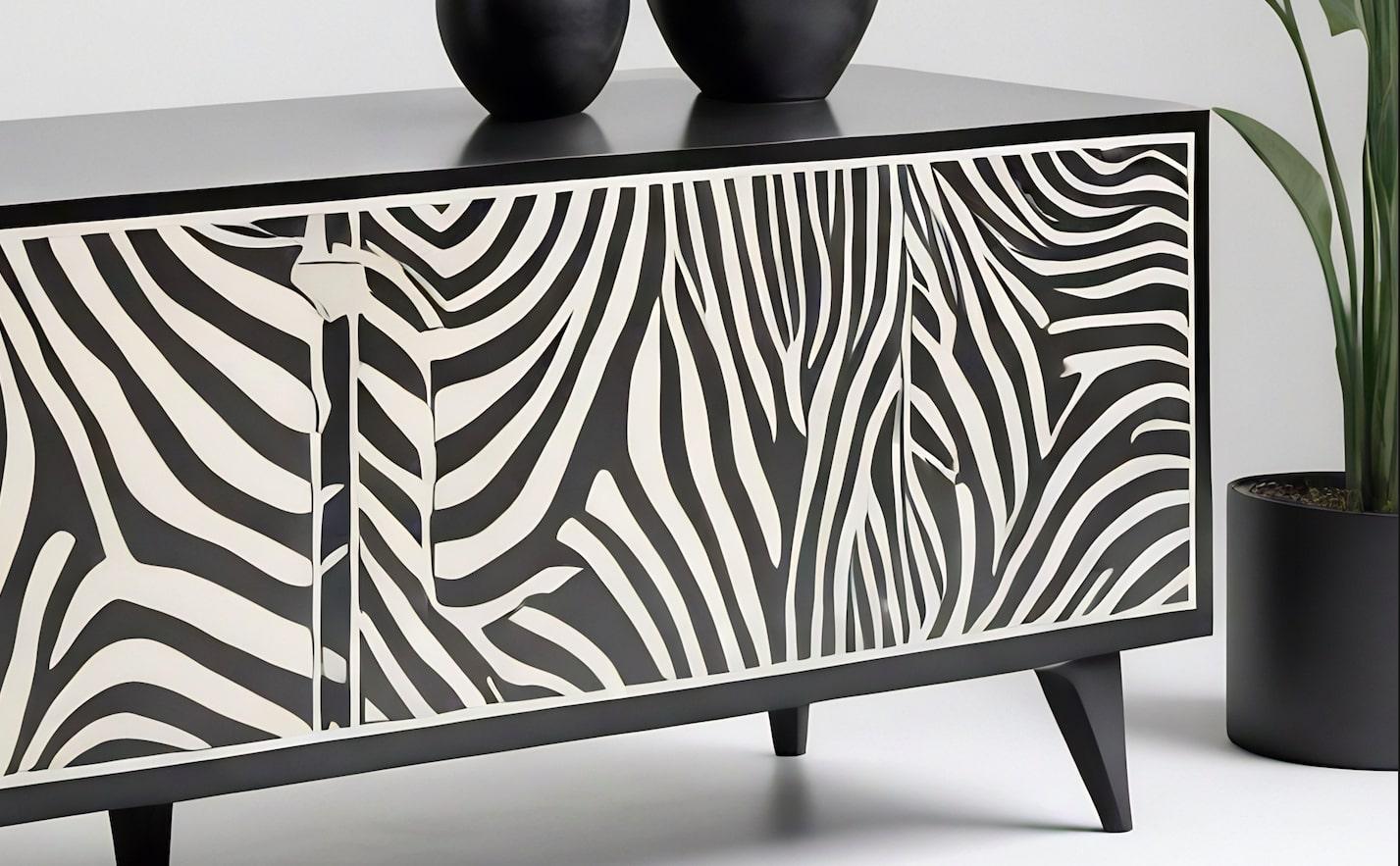 Consola multimedia Savanna en blanco y negro Incrustación en venta