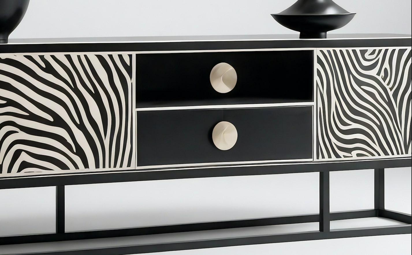 Consola multimedia Savanna en blanco y negro Hueso en venta