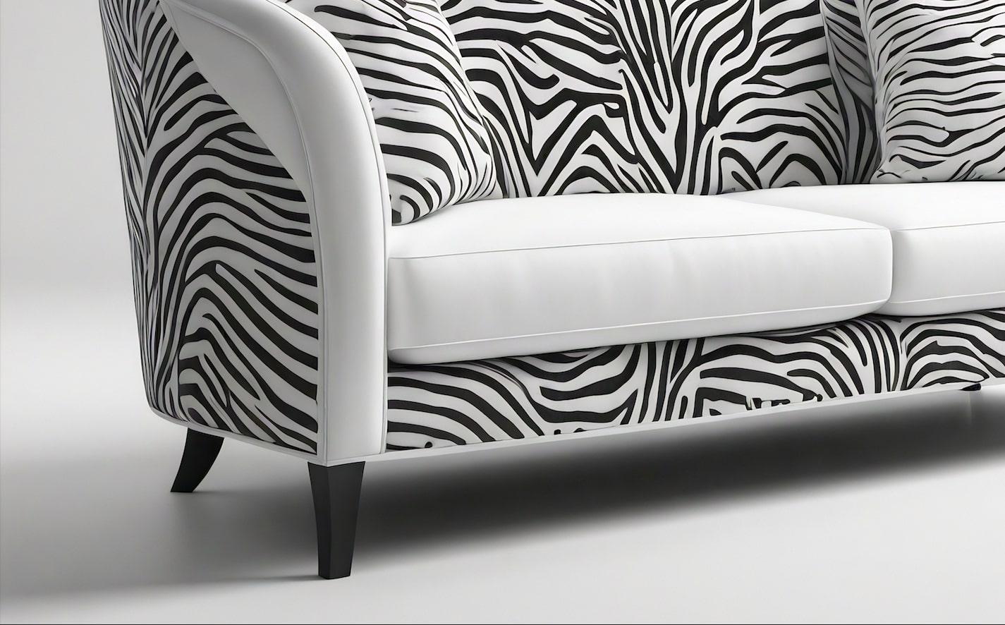 Savannah-Sofa mit weißem 3-Etagen-Sofa mit Tierdruck von Artisanal (Moderne der Mitte des Jahrhunderts) im Angebot