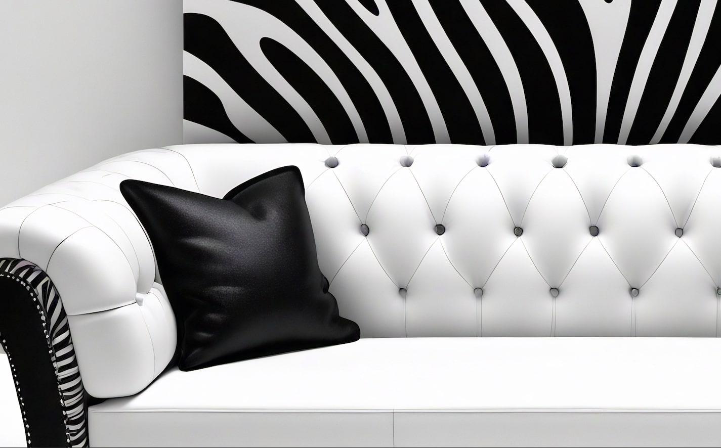 Savannah-Sofa mit weißem 3-Etagen-Sofa mit Tierdruck von Artisanal (Moderne der Mitte des Jahrhunderts) im Angebot