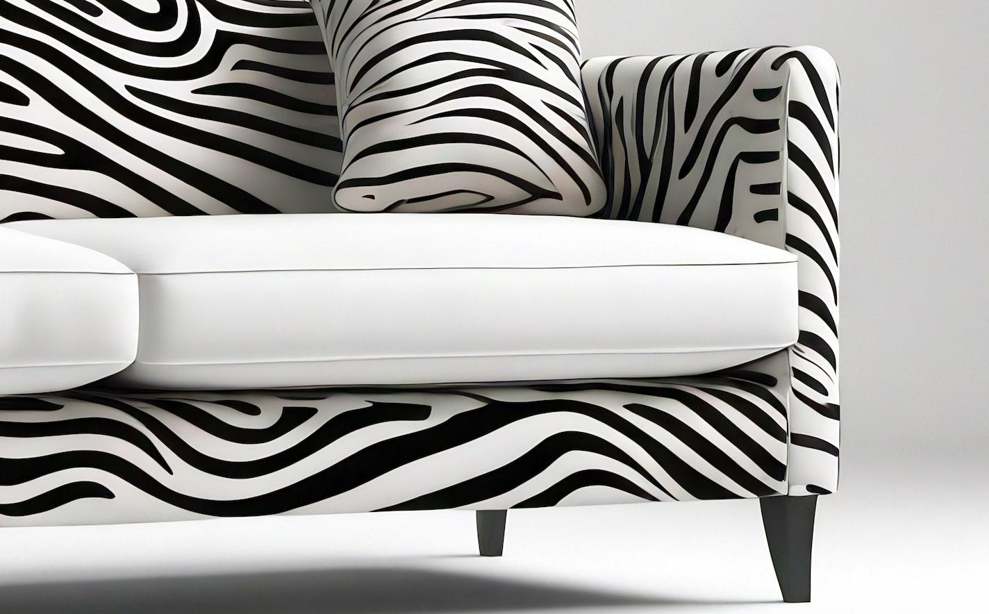 Savannah-Sofa mit weißem 3-Etagen-Sofa mit Tierdruck von Artisanal (Moderne der Mitte des Jahrhunderts) im Angebot