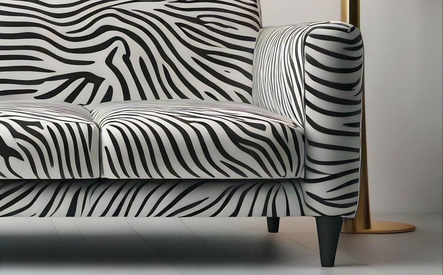 Savannah-Sofa mit weißem 3-Etagen-Sofa mit Tierdruck von Artisanal (Moderne der Mitte des Jahrhunderts) im Angebot