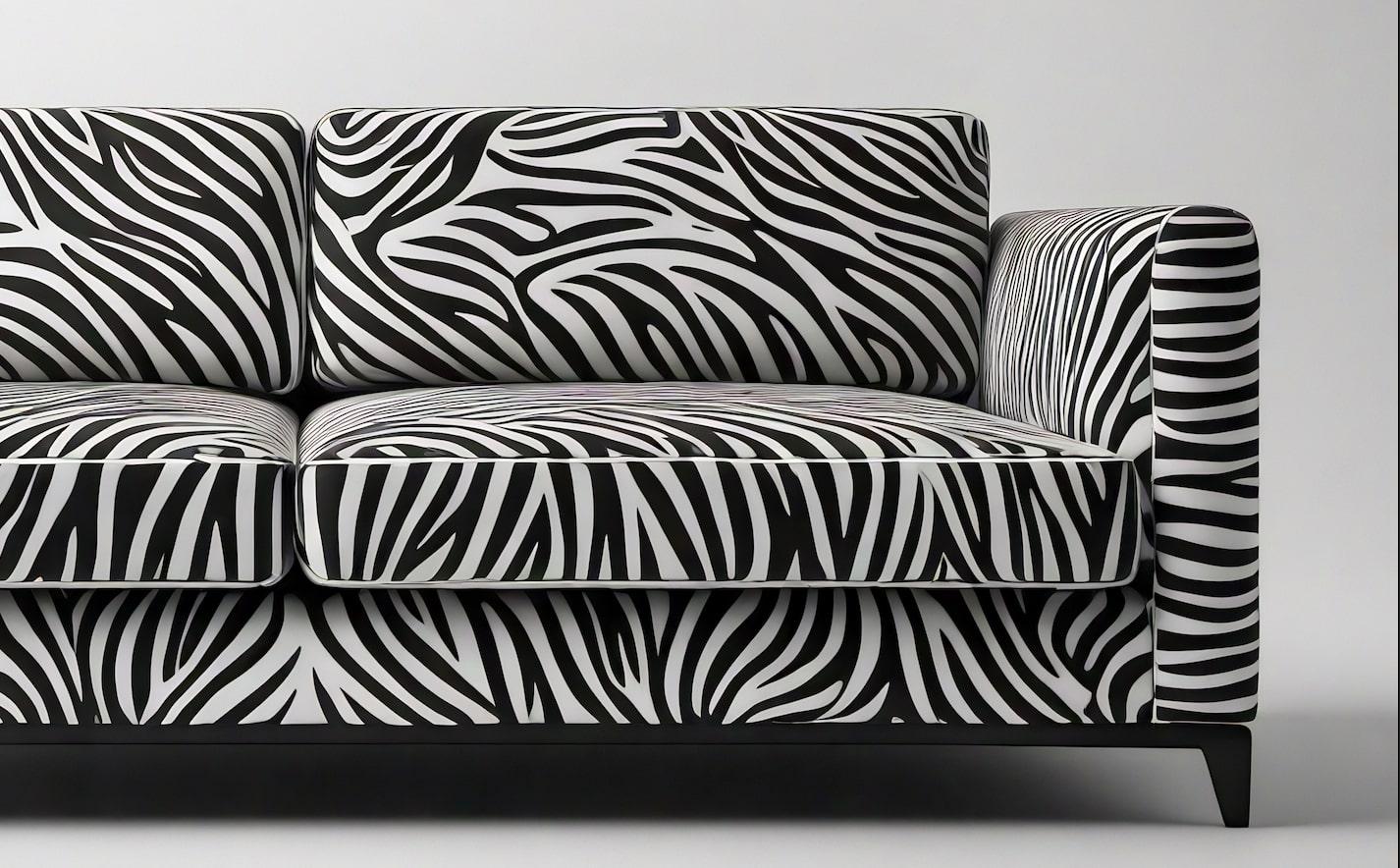 Savannah-Sofa mit weißem 3-Etagen-Sofa mit Tierdruck von Artisanal (Moderne der Mitte des Jahrhunderts) im Angebot