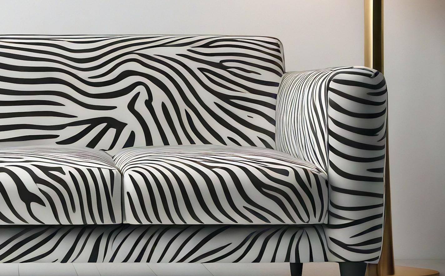 Savannah-Sofa mit weißem 3-Etagen-Sofa mit Tierdruck von Artisanal (Indisch) im Angebot
