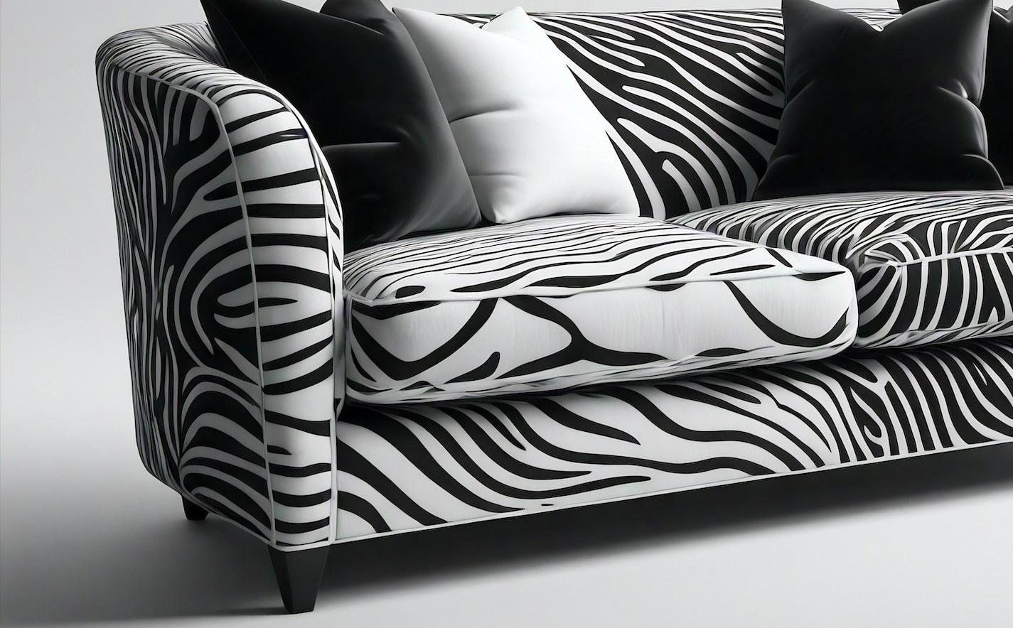 Savannah-Sofa mit weißem 3-Etagen-Sofa mit Tierdruck von Artisanal (Indisch) im Angebot