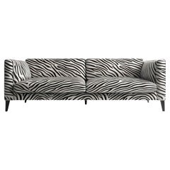 Savannah Animal Print White 3 Seater Sofa by Artisanal