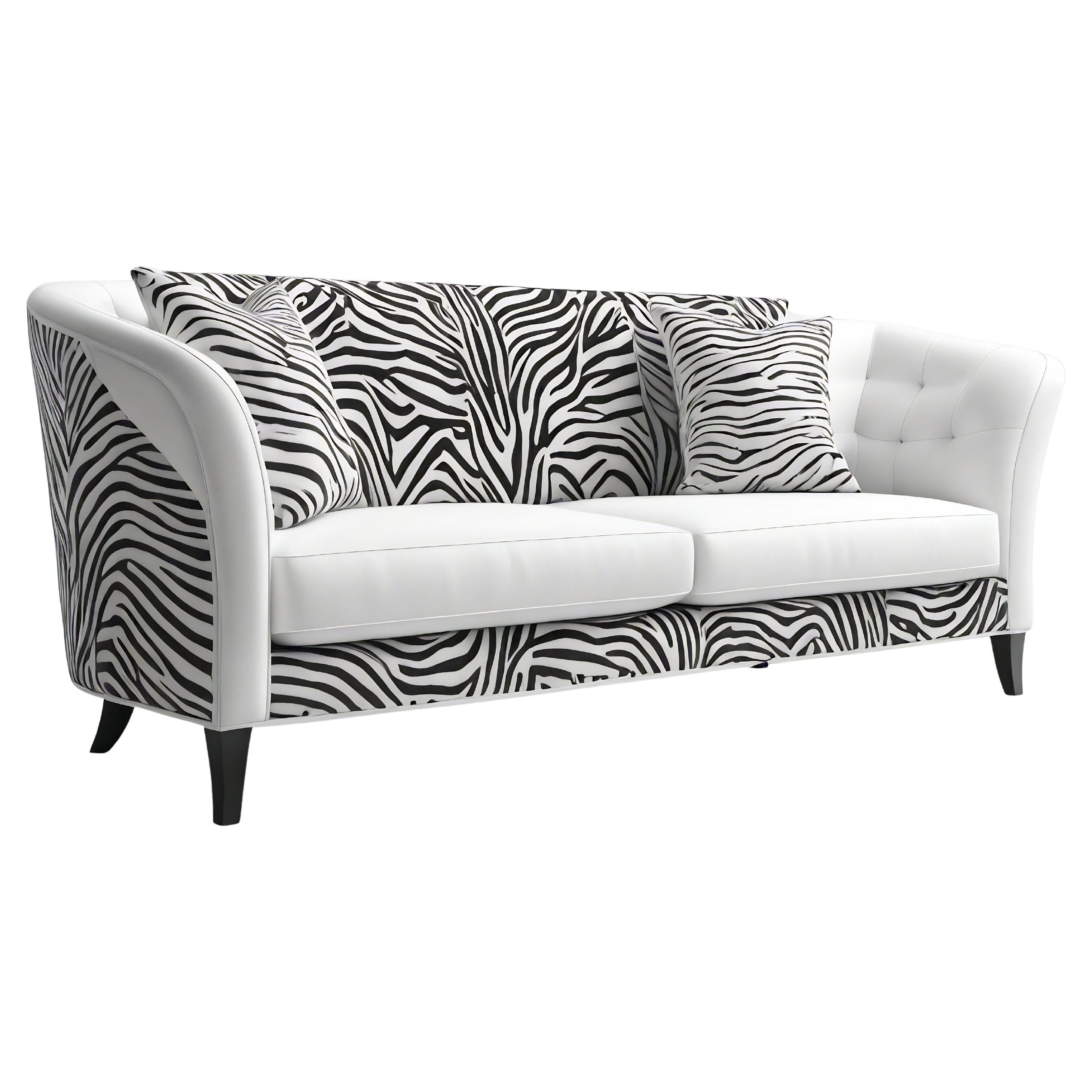 Savannah-Sofa mit weißem 3-Etagen-Sofa mit Tierdruck von Artisanal