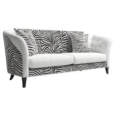 Savannah Animal Print White 3 Seater Sofa by Artisanal
