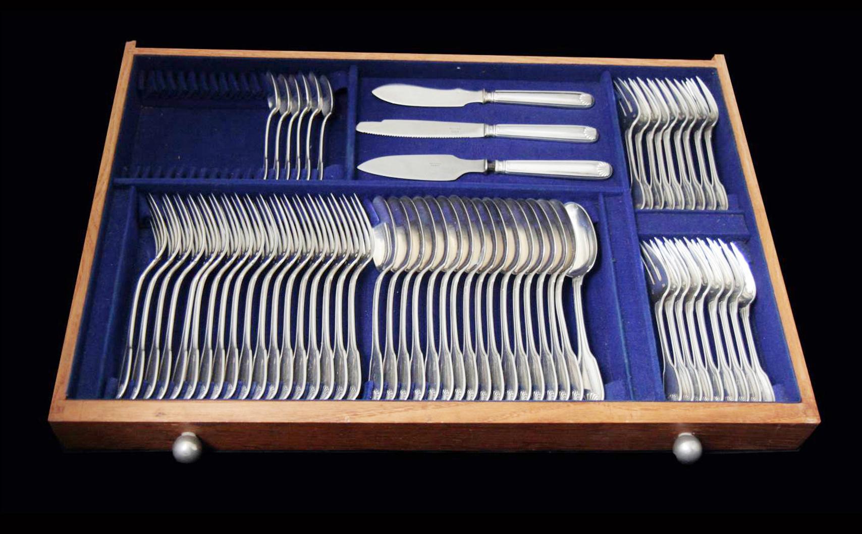 Savary - 277pc. Antique French Sterling Silver Flatware Set, 26 Serving Pieces. 8