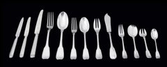 Savary - 277pc. Antique French Sterling Silver Flatware Set, 26 Serving Pieces.