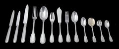 Savary & Fils: 182pc. French 950 Sterling Silver Flatware Set, 26 Svg. Pcs. 1880