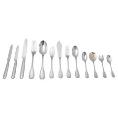 Savary & Fils: 182pc. French 950 Sterling Silver Flatware Set, 26 Svg. Pcs. 1880