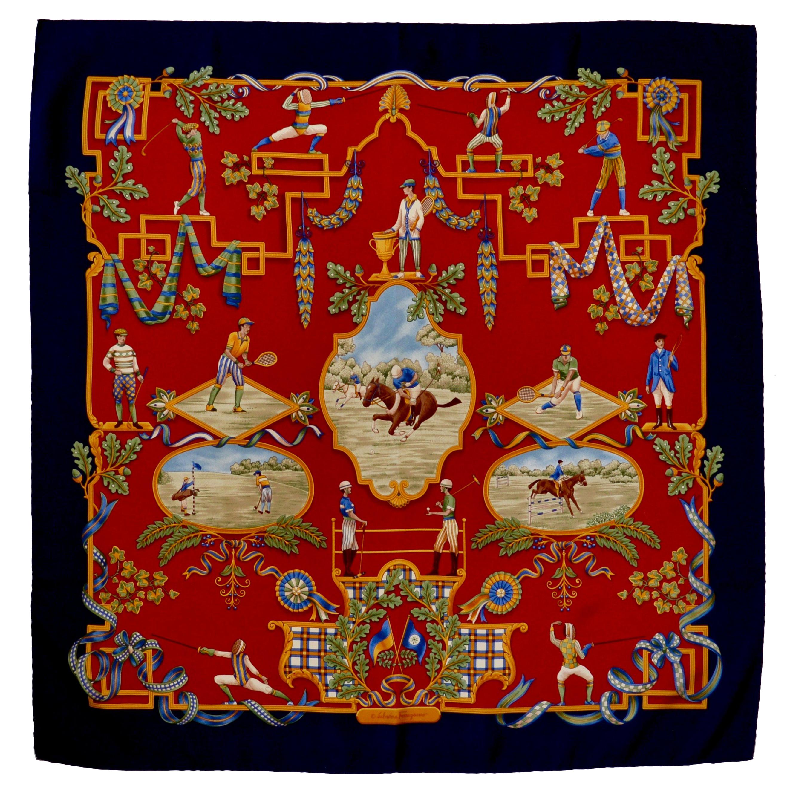 Savatore Ferragamo Silk Scarf Summer Games For Sale