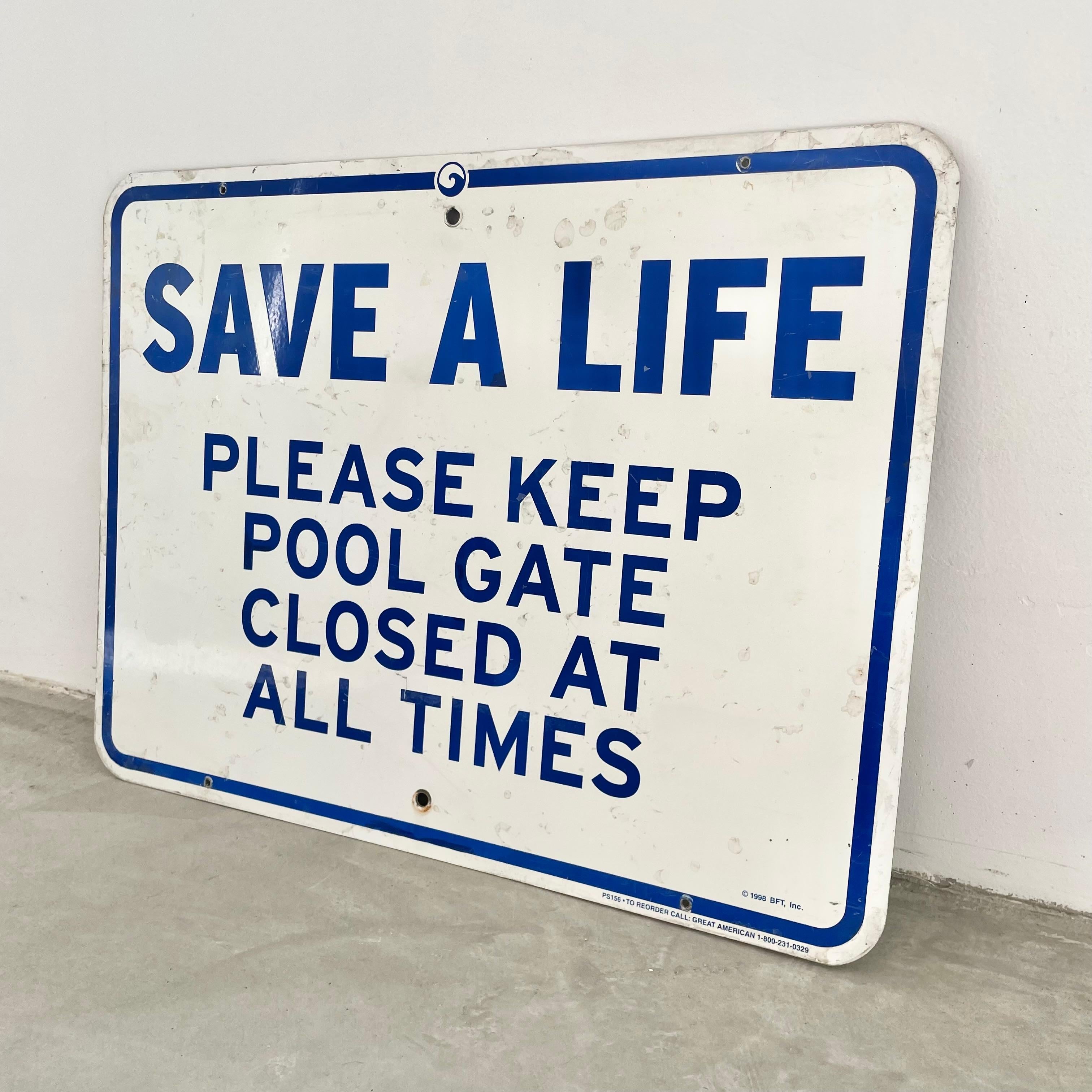 „Save a Life“ Poolschild, 1980er-Jahre, USA im Angebot 1