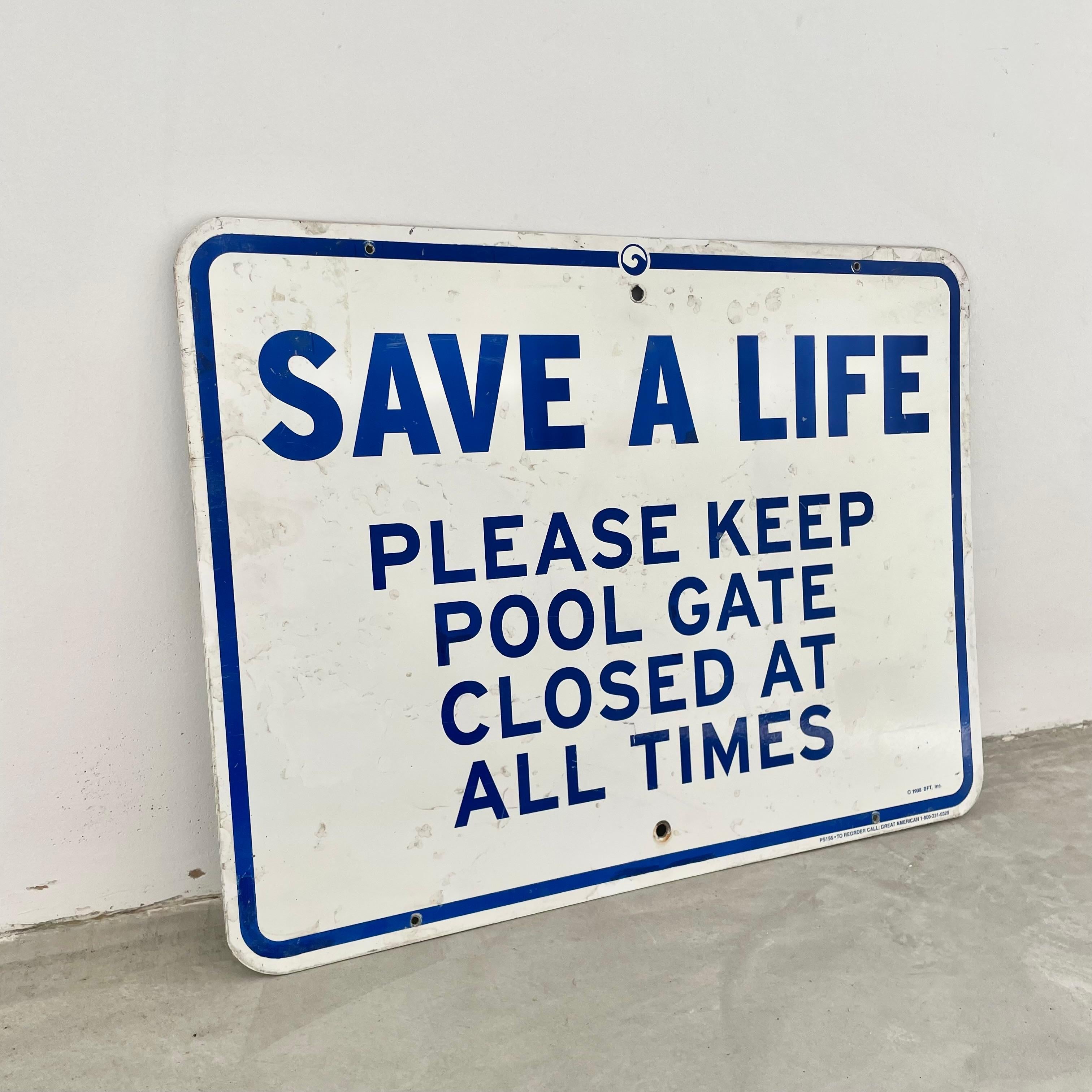 „Save a Life“ Poolschild, 1980er-Jahre, USA im Angebot 2