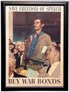 "Save Freedom of Speech. Buy War Bonds" Vintage WWII Poster by Norman Rockwell