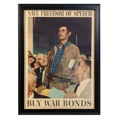 "Save Freedom of Speech. Buy War Bonds" Vintage WWII Poster by Norman Rockwell