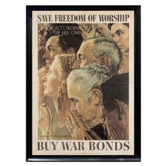 "Save Freedom of Worship. Buy War Bonds" Vintage WWII Poster by Norman Rockwell