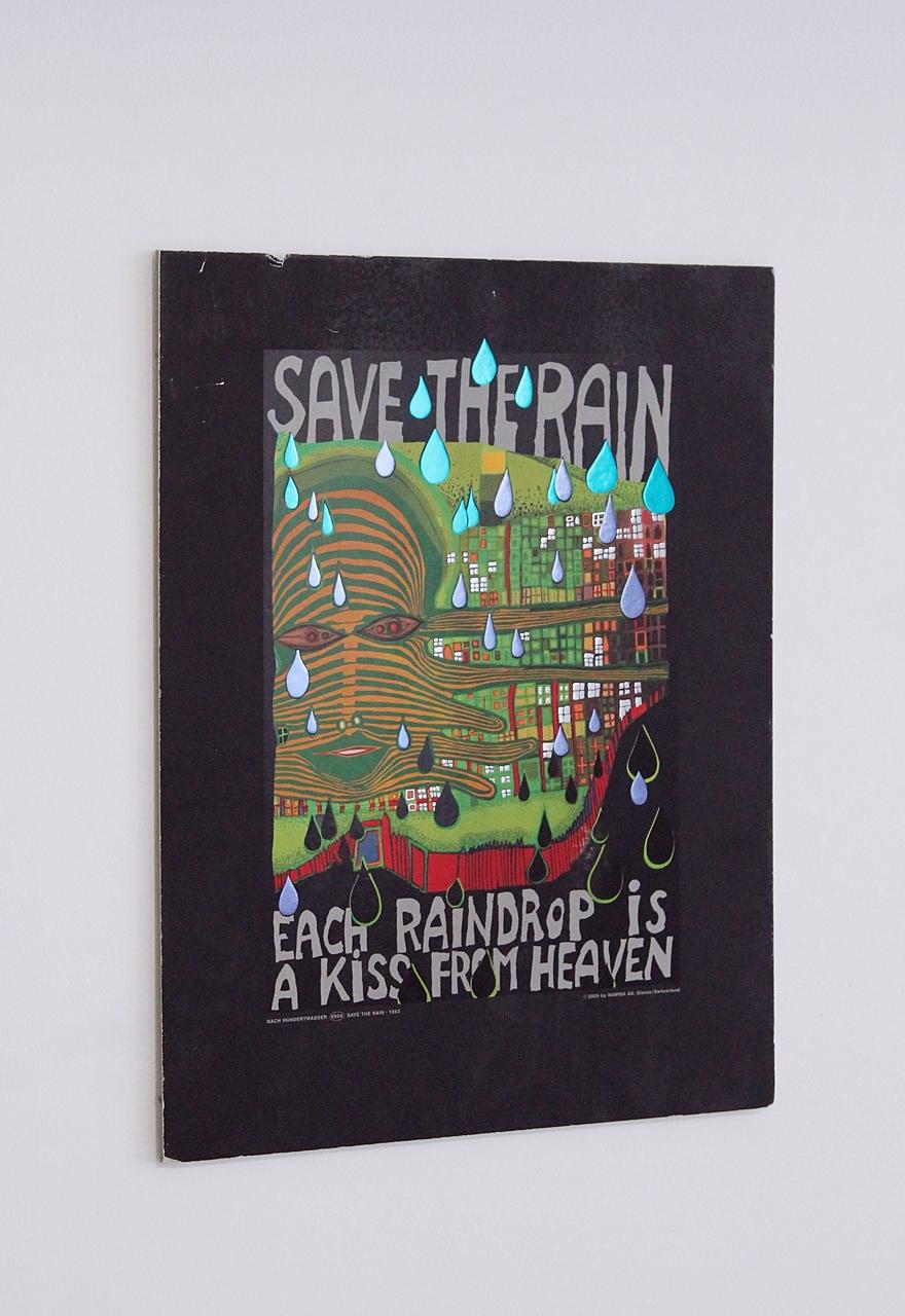Friedensreich Hundertwasser
Save the Rain
Offset in colours and metal embossing.

Copyright by Gruener Janura AG, Glarus/ Switzerland.
 Norges Naturverbund, 
The Norwegian Society for Conservation of Nature 

 Original Poster designed by