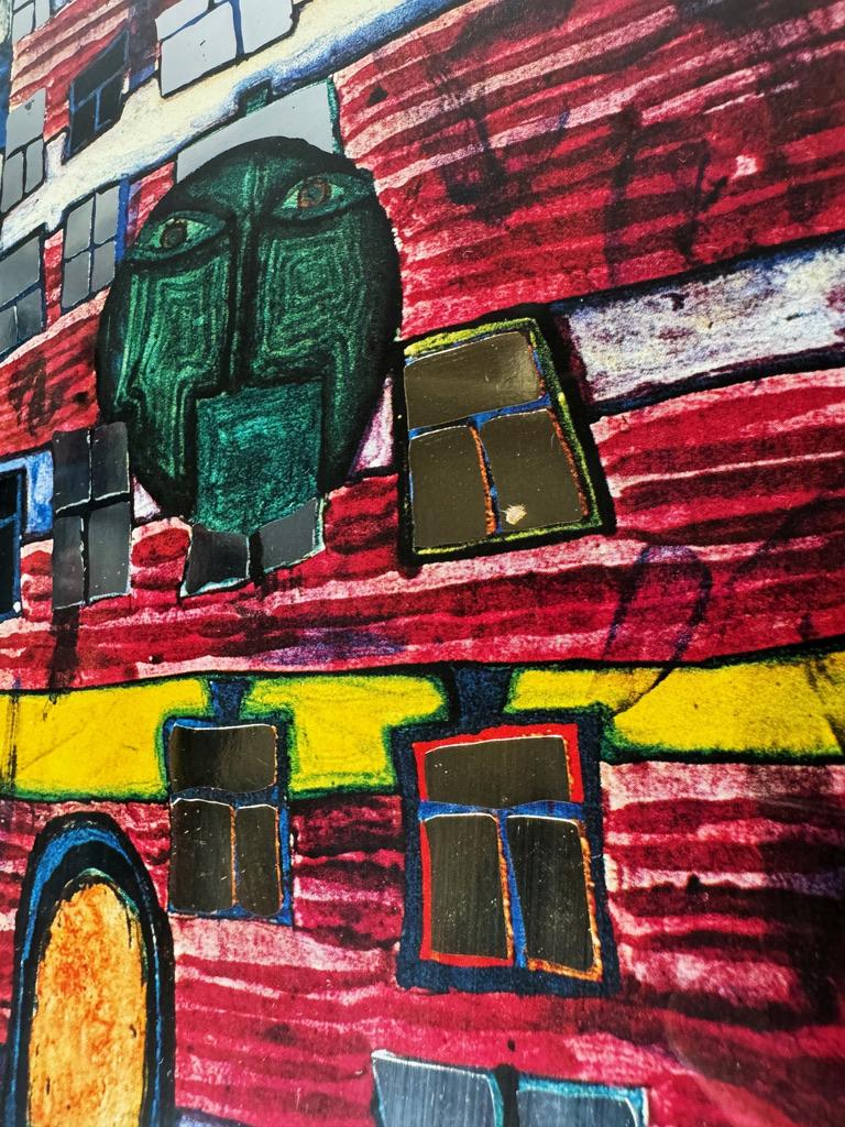 Save the Seas, poster in rilievo con lamina di Hundertwasser 1984, incorniciato in vendita 1