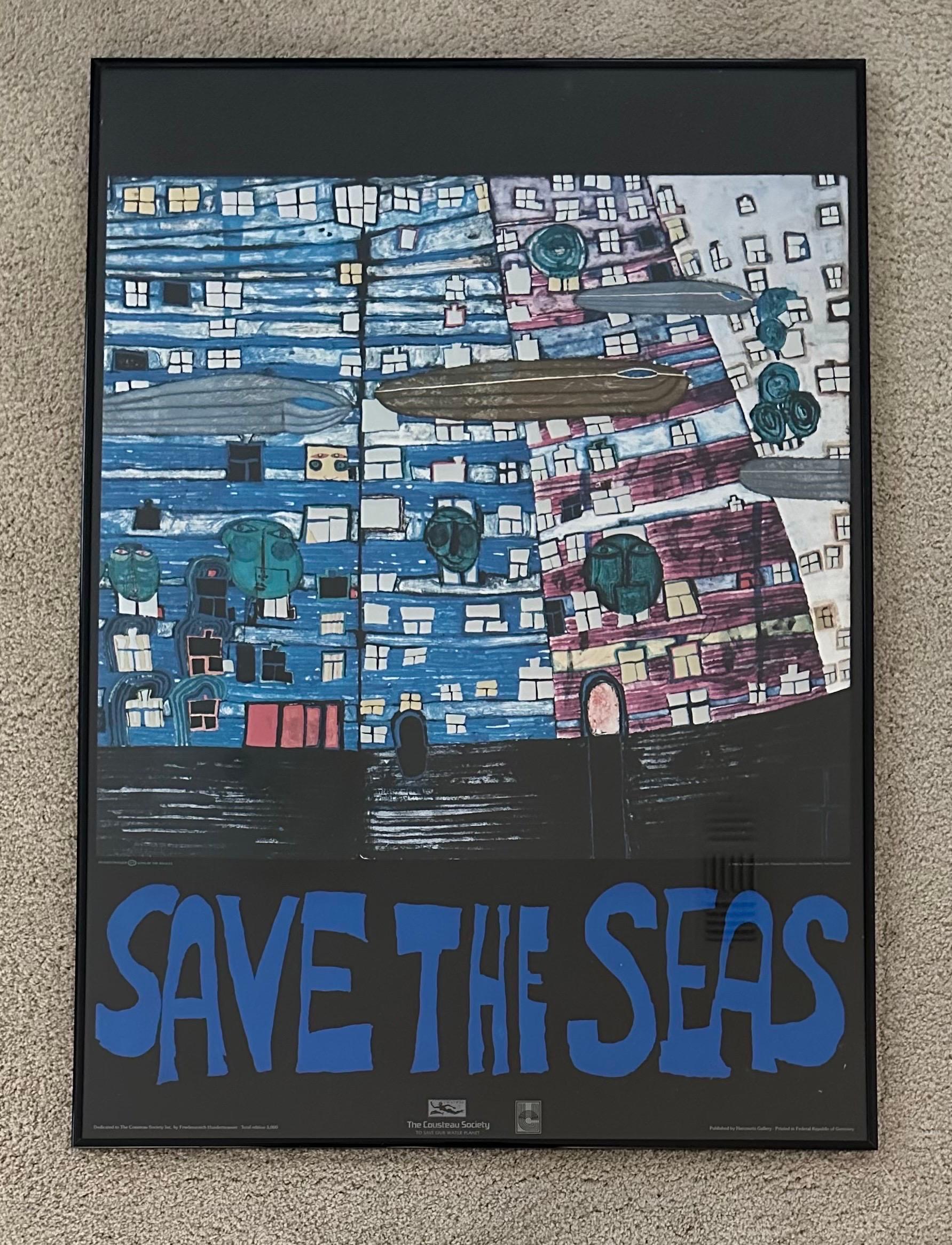 SAVE THE SEAS
by Friedensreich Hundertwasser

Original poster, Offset print
1982
Published by: Harcourts Gallery, San Francisco / Gruener Janura AG, Glarus (reprint)
Offset print in 8 colours with foil embossings in 2 colours
Printed by: B. Wörner,